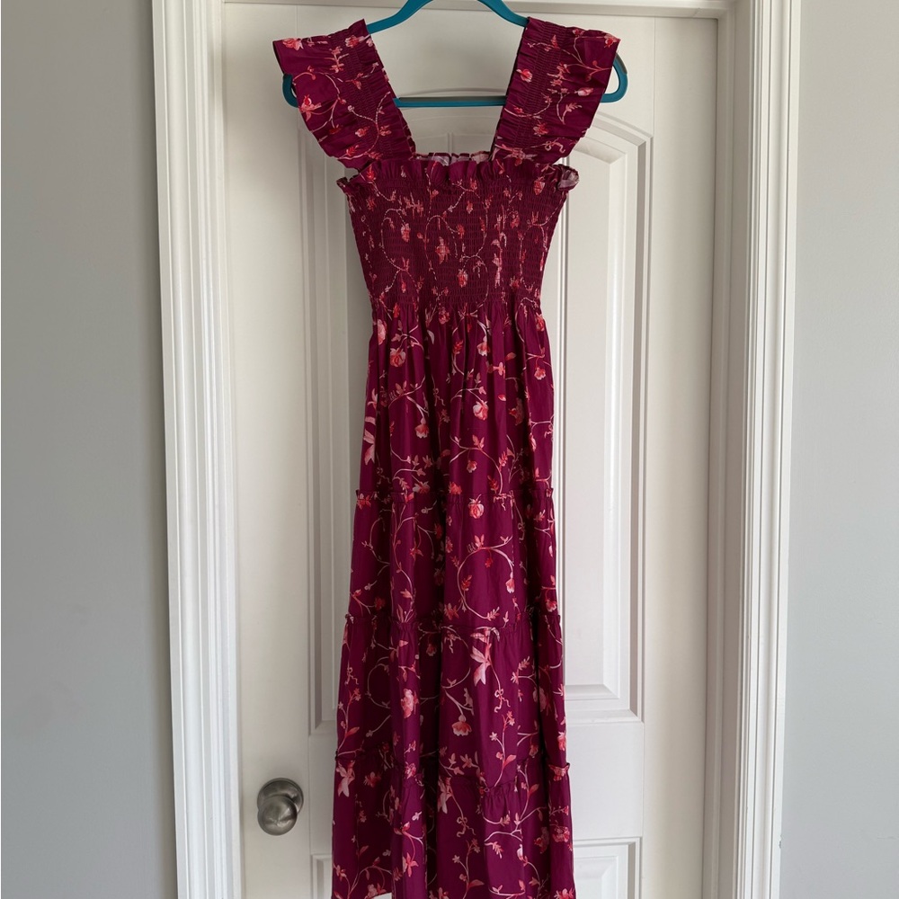Hill House Home Ellie Nap Dress in Burgundy Botanical Floral
